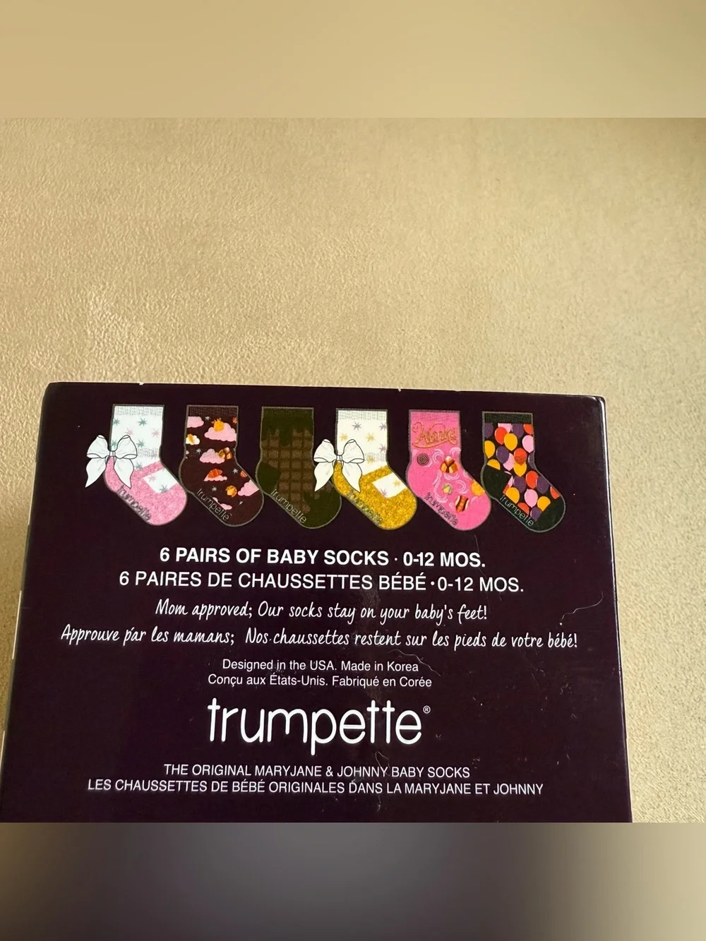 NIB Trumpette Wonka 6 Pair Baby Socks 0-12M Mary Jane Bow Gift Set
